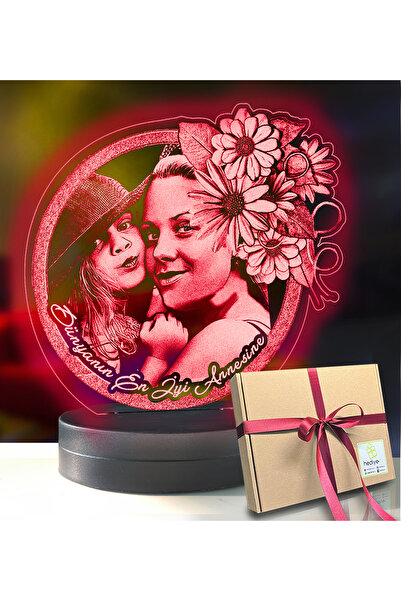 hediye-ci Anneler İçin Özel Çiçekli Resimli 3d Led Gece Lambası