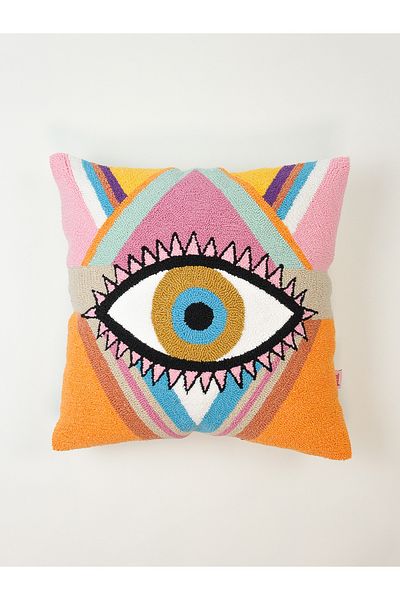 Galia Tasarım Special Design Eye Punch Throw Pillow Cover - Orange