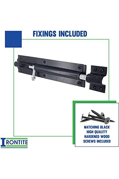 Generic IRONTITE® 2 Pack Tower Bolt Black, Gate Bolts for Wooden Gates, Slide Bolt, Black Door Lock Bolt, S