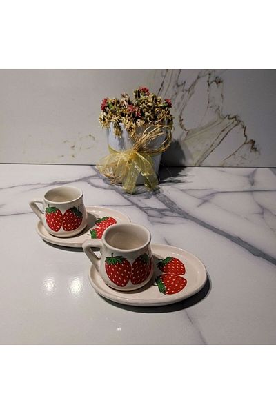 DM PORSELEN Strawberry 2-Piece Coffee Cup