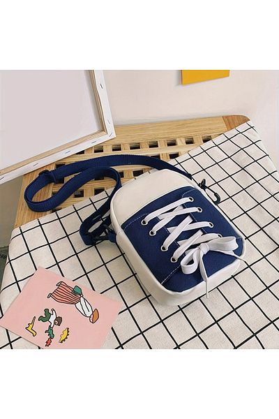 TATA CRAFT Preppy Casual Style *Navy Blue Polyester Small Cross Shoulder Bag with Zipper
