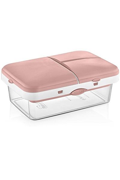Okyanus Home Pink-Transparent 4-Compartment Lunch Box with Click