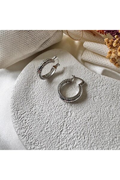 H&S AKSESUAR ZİRKON TAŞLI HALKA ÇELİK KÜPE