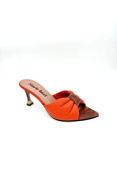Mariolucci Women's Heeled Slippers Turucu Genuine Leather