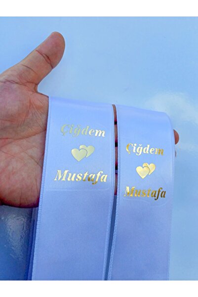 imzatasarım Kişiye Özel Isim Yazılı Takı Kurdelesi Gold Gümüş Baskılı (TARİHS...