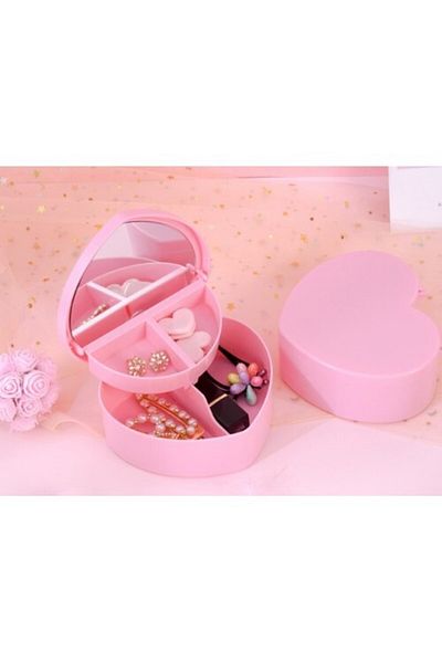 Otocub Heart Design Mirrored Jewelry Storage Box