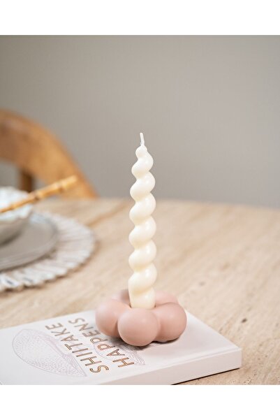 LALEZEN HOME Çiçek Model TEKLİ KAHVE PUDRA Şamdan