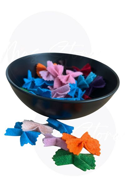 mes store 40 Piece Mixed Color Butterfly Pasta Felt Play Set 100% Handmade Organic Educational Toy