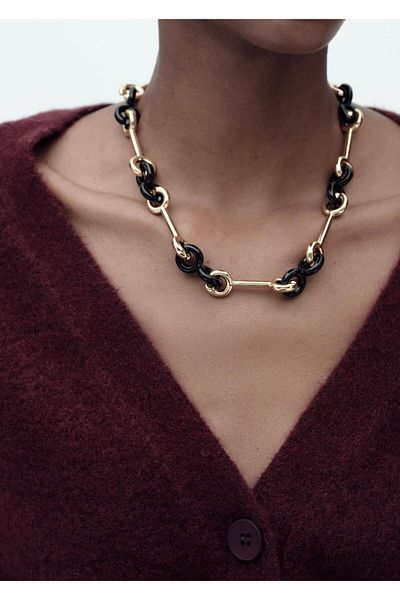 CHARMLUCKY Black Mined Chain Necklace