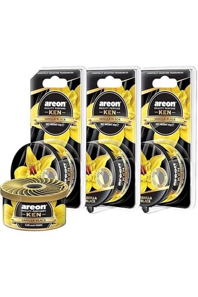 Areon - Air Freshener Ken Vanilla Black - (Pack of 3)