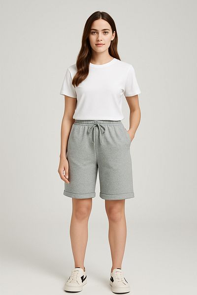 OXVİN Relax Return Γκρι μέση με κορδόνια υπερμεγέθη Unisex βερμούδα