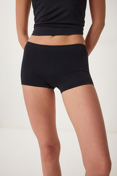 Lovelyİstanbul Pack of 2 Seamless Knitted Boxers Cream Black Lgv0002