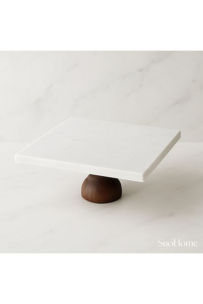 SuoHome Luna Base Marble Rectangular Presentation Stand Natural (25X25 cm)