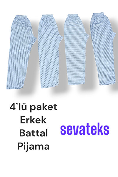 sevateks Чоловічі піжамні штани Battal 100% бавовна, з візерунком, темні та світлі кольори на вибір.