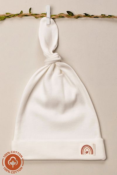 Miniel Unisex Baby Crest Detailed Laced Combed Organic Cotton Newborn Baby Beanie