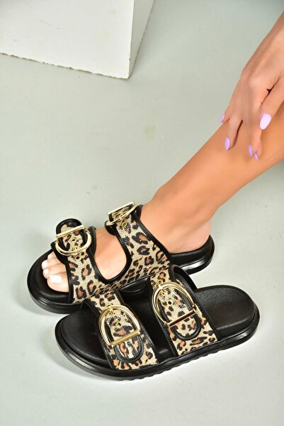 Fox Shoes U725792017 Чорні леопардові плетені капці