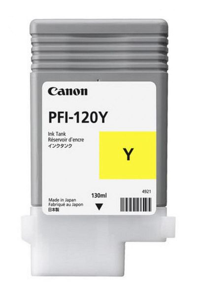 Canon PFI-120Y ink cartridge, yellow, capacity 130ml, for TM 200/205/300/305.