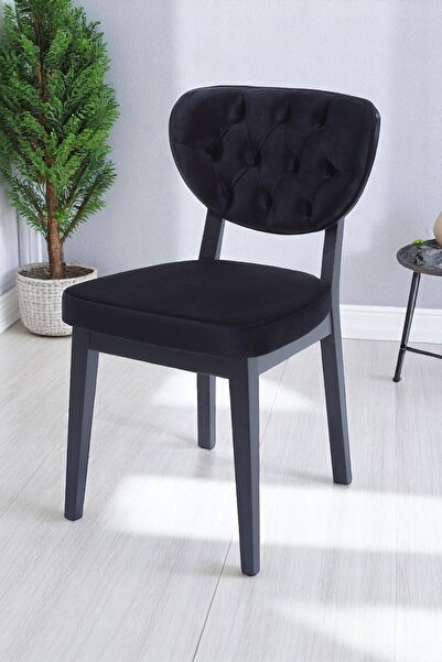 MYMASSA Boston Sandalye - Babyface Siyah - Siyah Gürgen Iskelet - Salon Sanda...