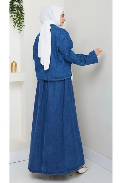 Thiff Hijab Γυναικεία Φούστα Φιόγκος Τζιν Σετ