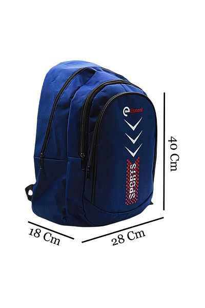 Gen-Of Sport 3 Compartment School Backpack Navy Blue Red Dots Code:701