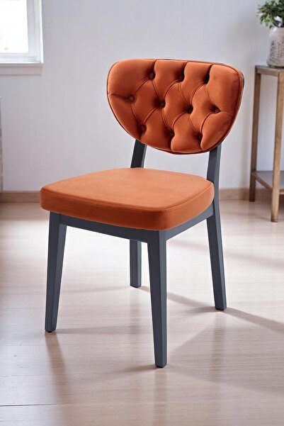 MYMASSA Boston Sandalye - Babyface Turuncu - Siyah Gürgen Iskelet - Salon San...