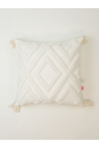 Galia Tasarım Față de Pernă Albă Scandinavă Dungată 42*42 Cm
