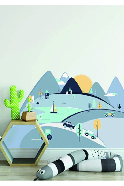 WALLHUMAN Mavi Dağlar Çocuk Odası Duvar Strickeri