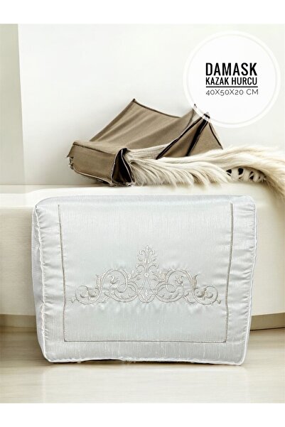 Mariabella Home Collection Damask Hurç 40x50x20 Cm Kazak Boy Osmanlı Ipeği Çeyizlik Nakışlı Işlemeli Söz Nişan Gelin Bohça