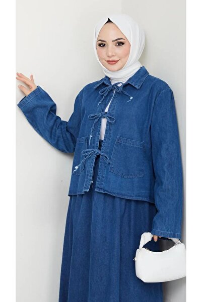 Thiff Hijab Γυναικεία Φούστα Φιόγκος Τζιν Σετ