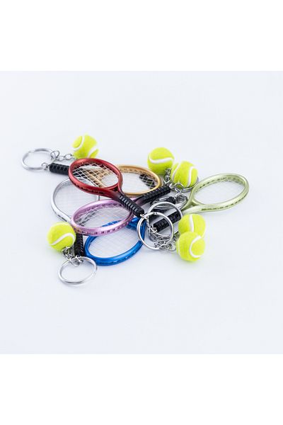 Bimotif Green Racket and Tennis Ball Keychain