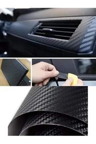 Yıldız İzi 3D Karbon Fiber Folyo Hava Kanallı Araç Döşeme Kaplama Folyosu Siy...