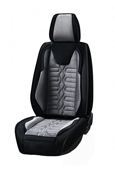 Umbrella Set huse scaune auto universale, imitatie alcantara negru cu gri, fata-spate