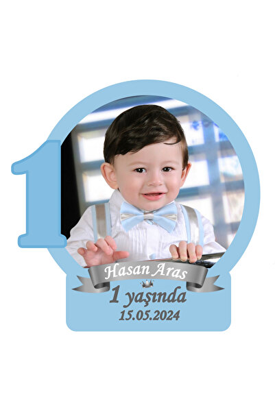 Elara Tasarım 1 Yaş Fotoğraflı Kişiye özel Doğum Günü Magnet Hediye 7x8 6 Ade...