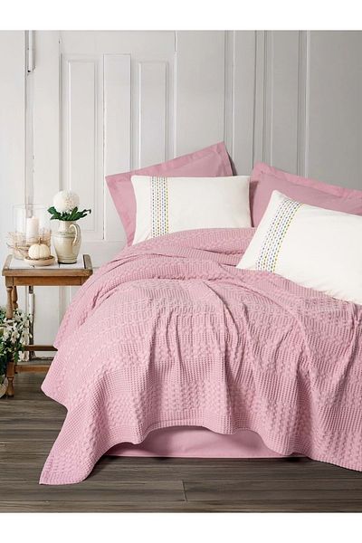 Cotton Box طقم بيكيه مفرد من Cottonbox مع ملاءات مطاطية Aura Pebble Pink