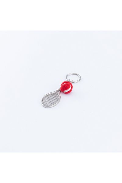 Bimotif Metal Racket and Tennis Ball Keychain Red
