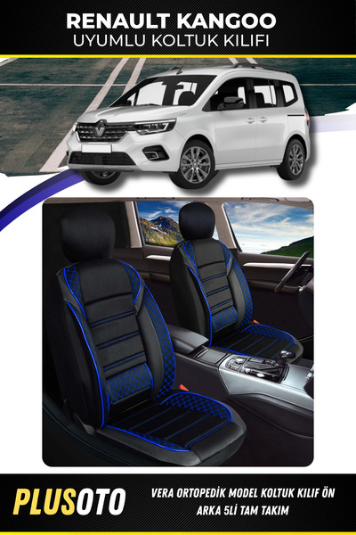 PlusOto مجموعة غطاء مقعد السيارة المتوافقة مع سلسلة Vera من Renault Kangoo با...