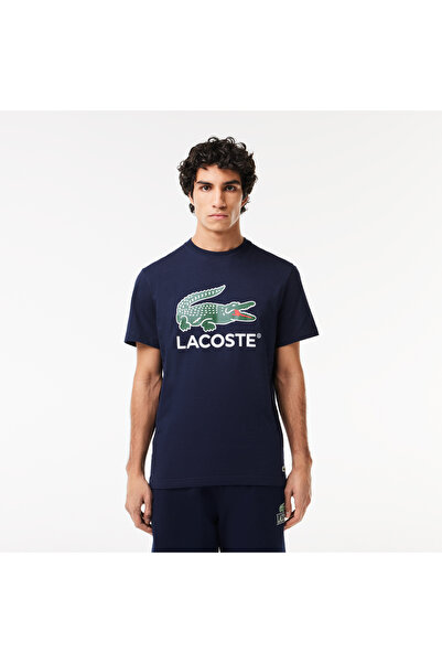 Lacoste Erkek Regular Fit Bisiklet Yaka Baskılı Lacivert T-Shirt