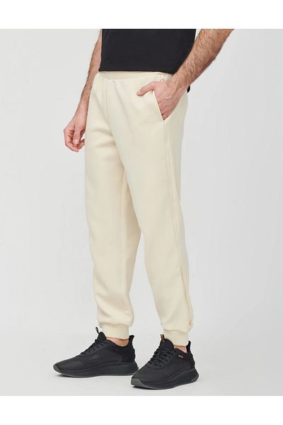 EA7 Men's Regular Waist Elastic Leg Pocket Detail Beige Sports Sweatpants 7m 000144   Af13538-U1079