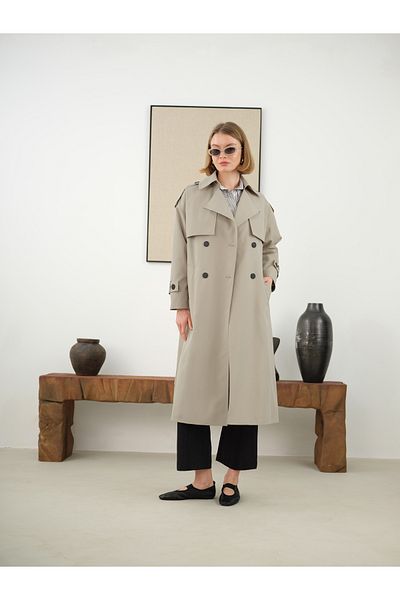 HEQA Long Classic Trench Coat and Sage