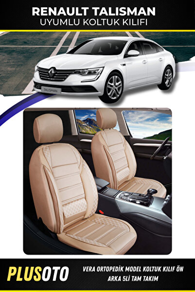 PlusOto Renault Talisman Compatible Vera Series Beige Car Seat Cover Set of 5...