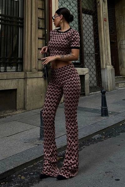 nedo7 Brenda Patterned Crop Suit 9019-08