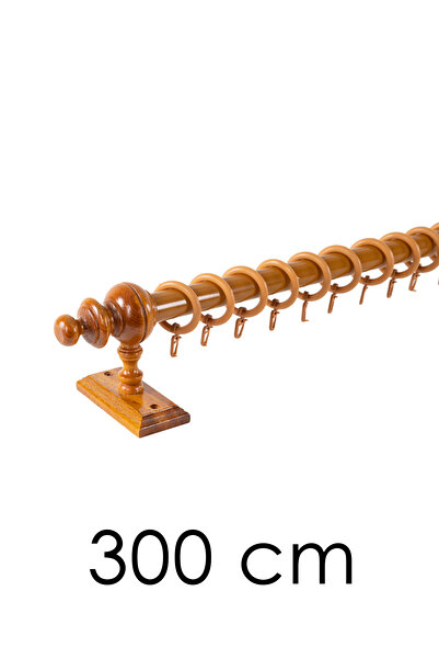 Perdejim Meşe Raysız Ahşap Rustik Perde Askısı - Rustik Borusu 300 Cm