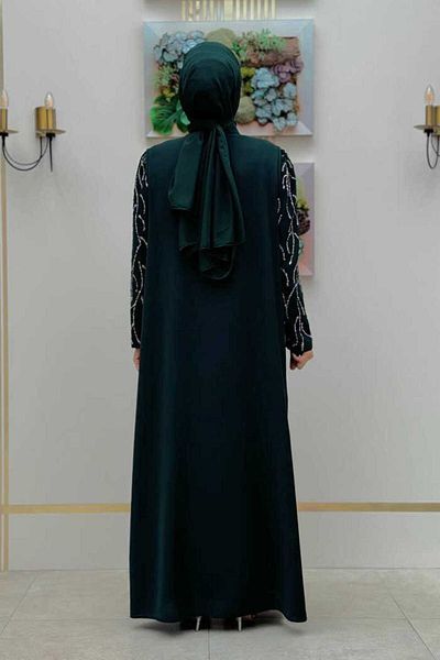 Bym Fashion Stone Detailed Vest Dress Suit 3929 Emerald