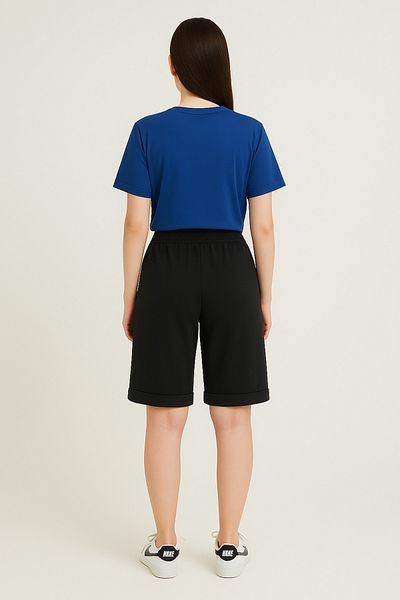 OXVİN Relax Return Μαύρη Δαντελένια Μέση Oversize Unisex βερμούδα
