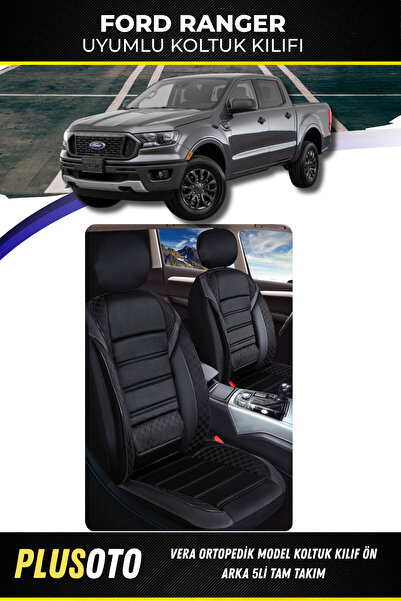 PlusOto مجموعة أغطية مقاعد السيارة السوداء المتوافقة مع سلسلة فيرا من فورد ري...