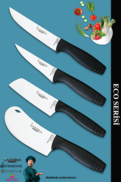 LAZBİSA Eco Serisi Mutfak Bıçak Seti Et Ekmek Sebze Salata Pizza Börek Pide Şef Bıçağı 4 Lü Set ( Mft-4561)