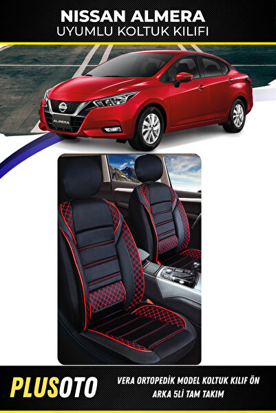 PlusOto مجموعة غطاء مقعد السيارة المتوافقة مع سلسلة Vera من Nissan Almera بال...