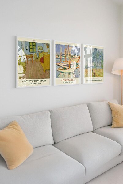 Buka Shops Avrupa Sanat İkonları Koleksiyonu: Van Gogh, Derain, Monet 3'lü Çerçeveli Tablo Seti