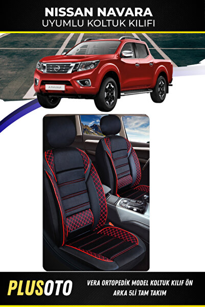 PlusOto مجموعة غطاء مقعد السيارة المتوافقة مع سلسلة Vera من Nissan Navara بال...