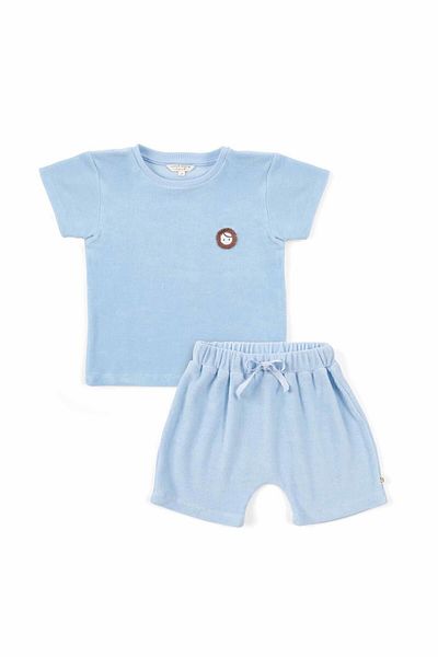 Little Gusto Towel Short Sleeve Shorts Baby Set Blue